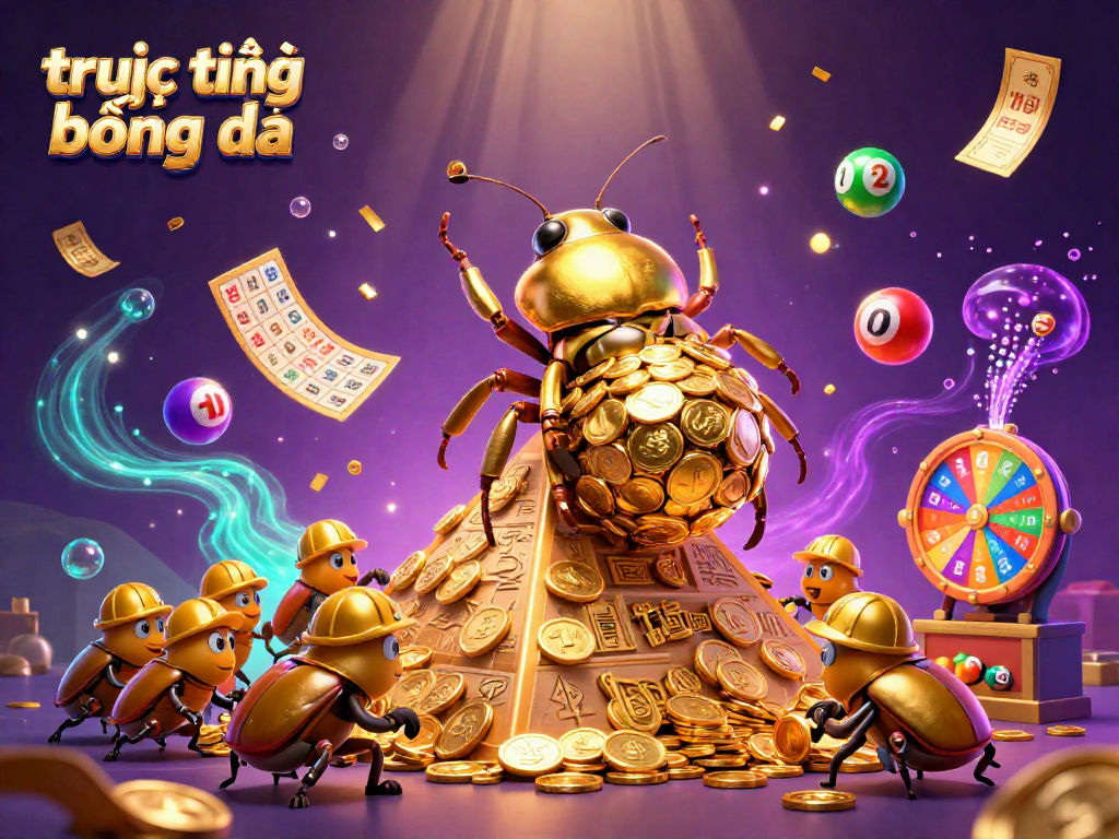 Stream live bóng đá with Giovang TV's dynamic 3D illustration showcasing vibrant gaming elements.