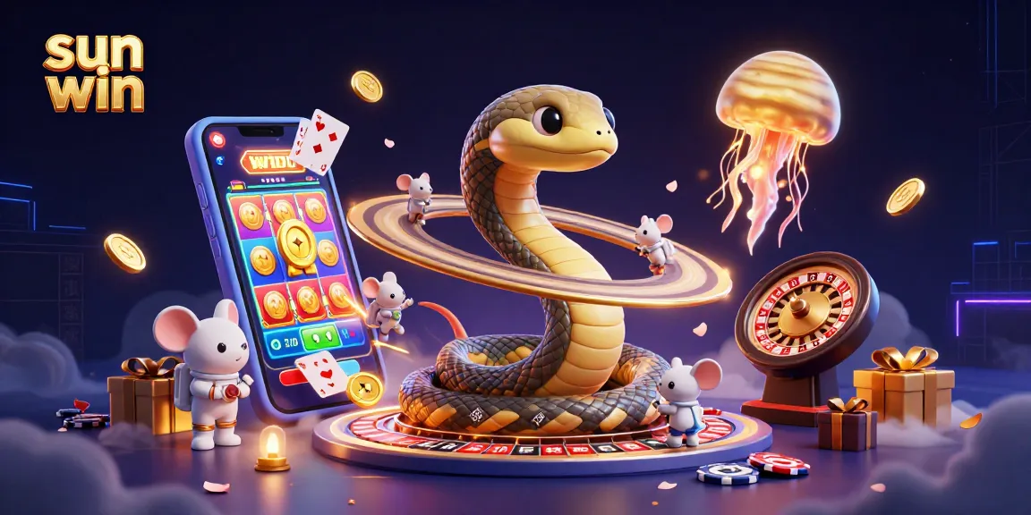 Experience fun with sun win at this vibrant casino-themed digital illustration, showcasing interactive games.