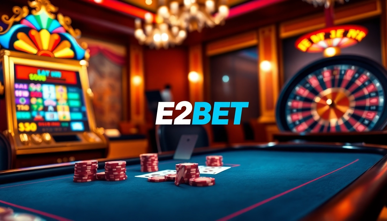 Players engaging in thrilling online gambling at https://e2bet-games.org with vibrant casino visuals.