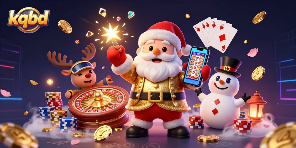 KQBD offers dynamic casino excitement with Santa, a reindeer dealer, and a chip-top hat snowman.