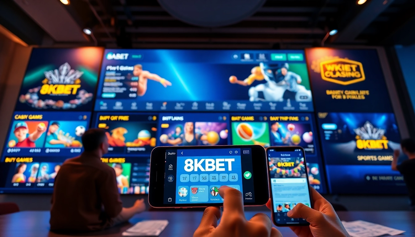 Engaging online gaming interface of 8KBET showcasing sports and casino options.