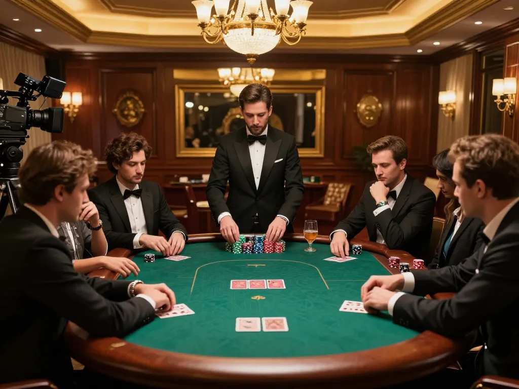 Experience a thrilling high-stakes poker match at qq88, featuring elegant decor and intense gameplay.