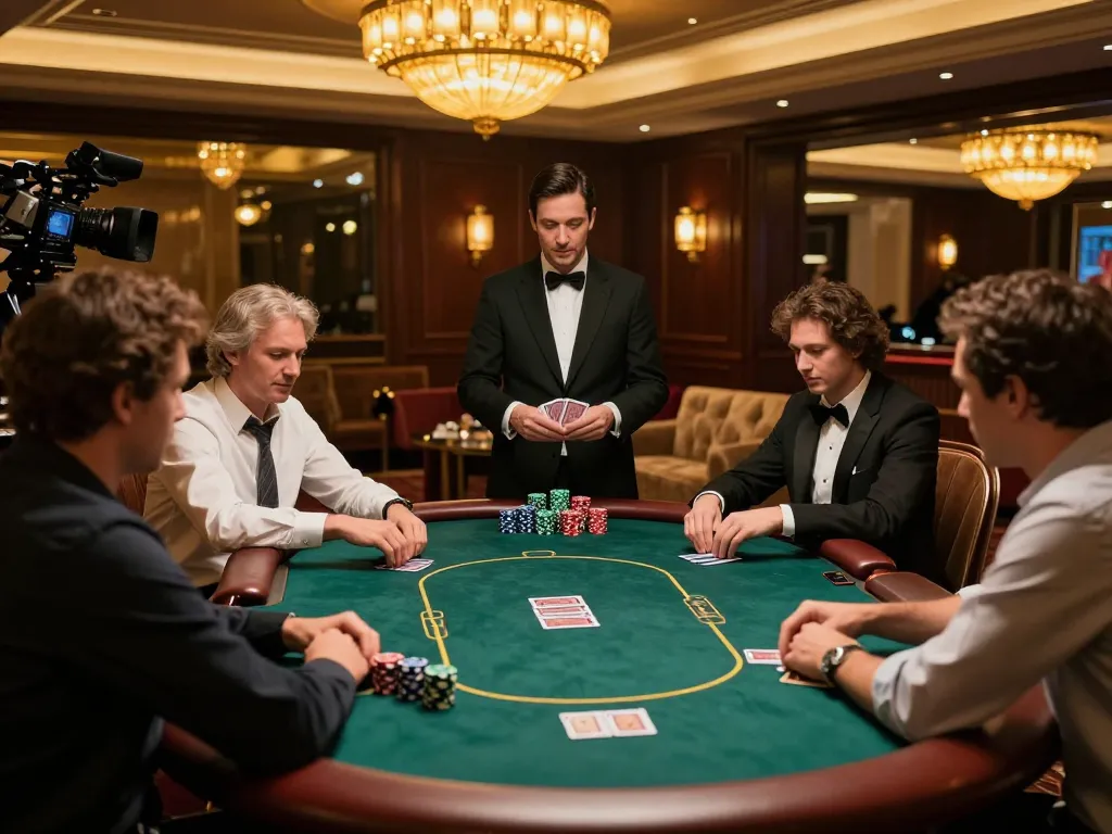 Players strategizing a high-stakes poker game at 88club with luxury ambiance and focused atmosphere.