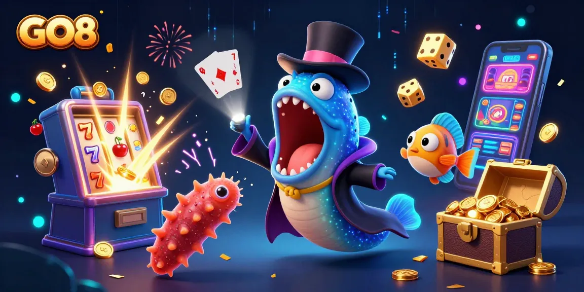 Experience GO8's thrilling casino atmosphere with vibrant characters and dynamic game elements.