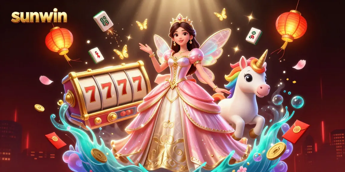Sunwin delights players with vibrant 3D casino elements like spinning slot reels and colorful lucky symbols