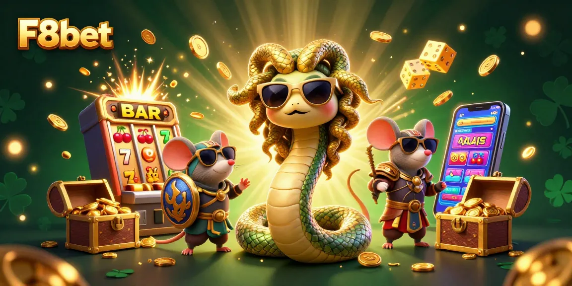 Experience the excitement of F8bet with dynamic gameplay and vibrant casino elements in this illustrated scene.