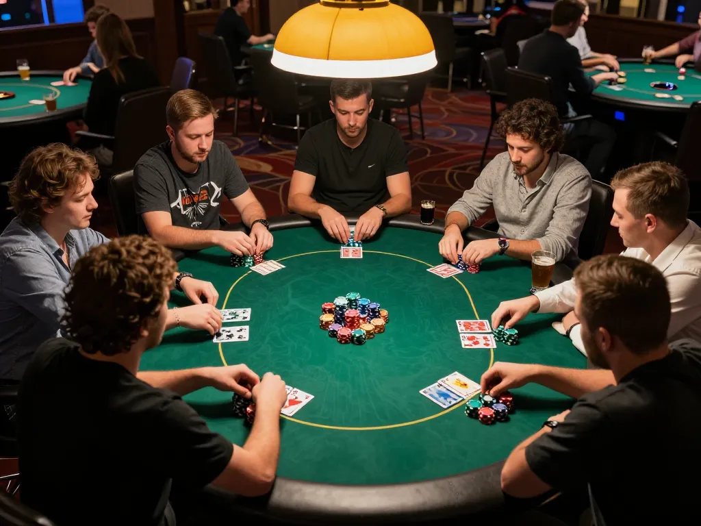 XX88 poker night scene with players engaged in strategic gameplay and vibrant atmosphere.