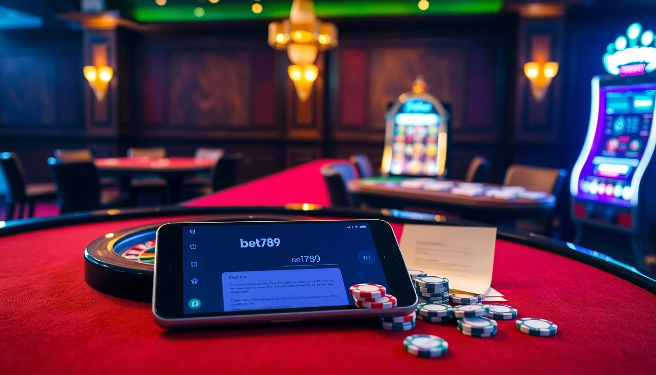 Experience the thrill of betting at bet789 with a dynamic casino scene.