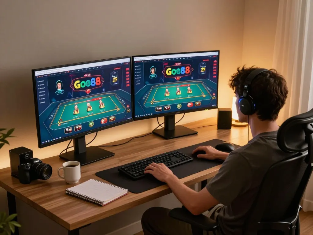 Engaging gameplay on Go88 platform showcasing live dealer game in an appealing home setup