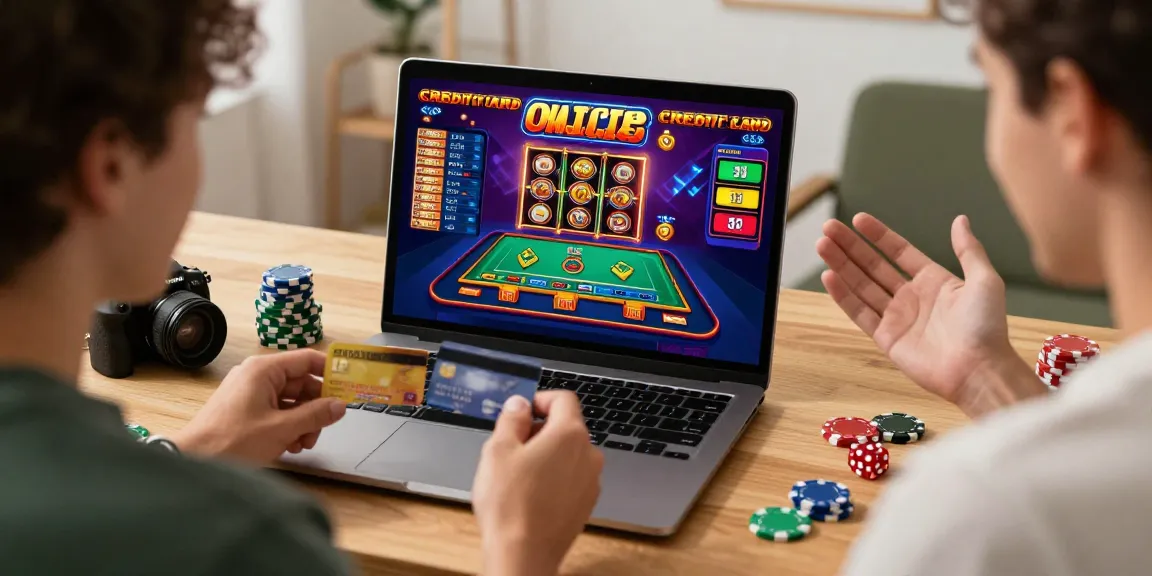 Player enjoying the top credit card casinos experience at a stylish home office, showcasing an engaging online gaming atmosphere.