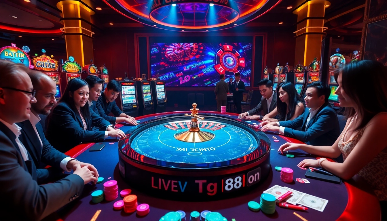 Players enjoying a thrilling game at a luxurious casino table inspired by https://tg88.cafe/.