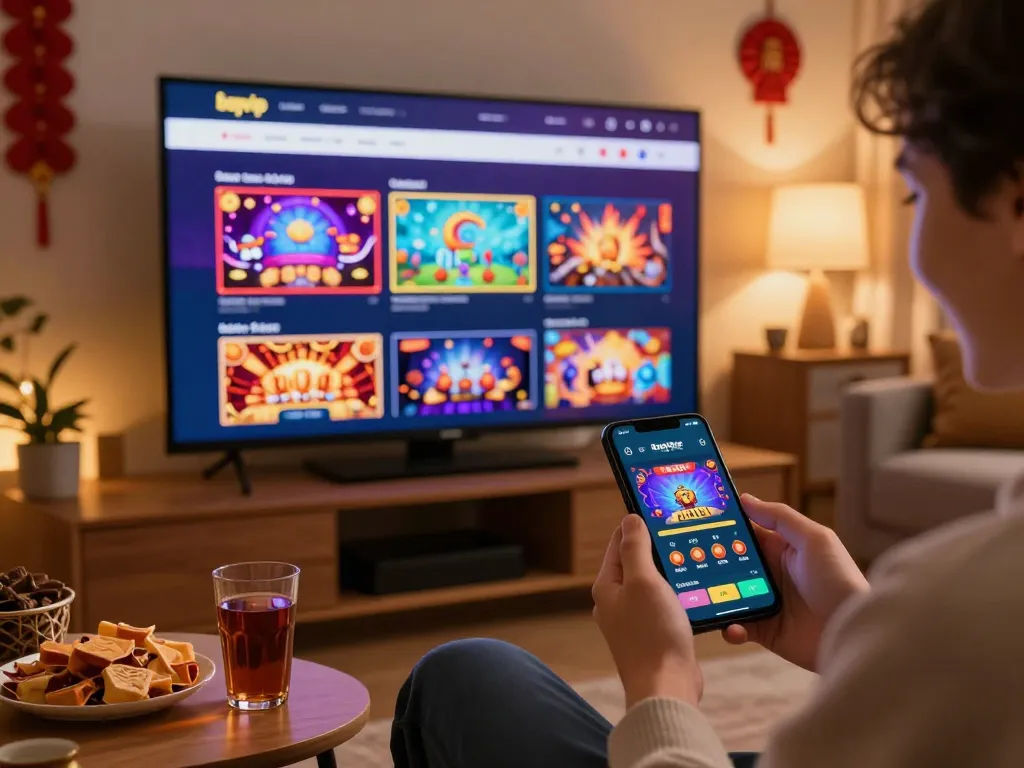 Engage in thrilling gameplay with bayvip's vibrant app featuring live dealers in a cozy Spring Festival setting