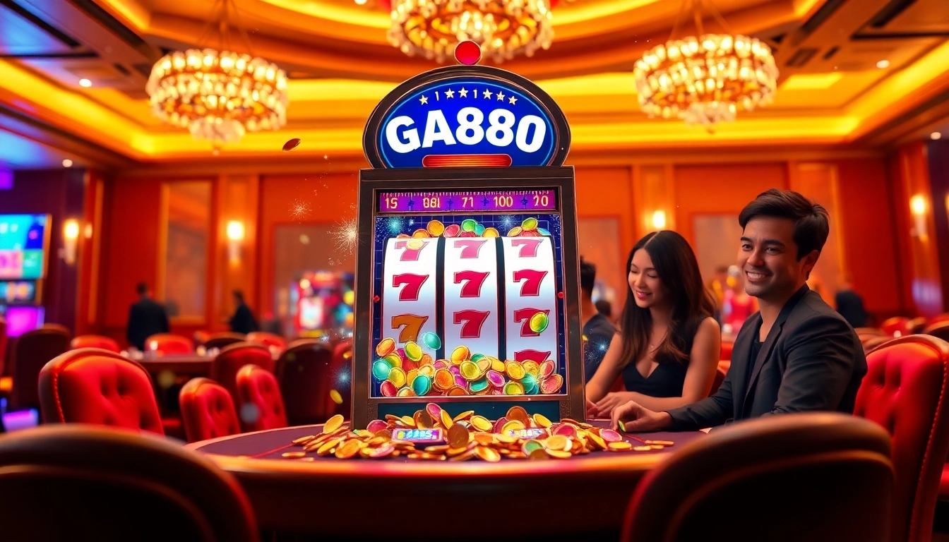 Experience the excitement of Slot game GA888 at a luxurious casino, showcasing engaging gameplay and thrilling wins.