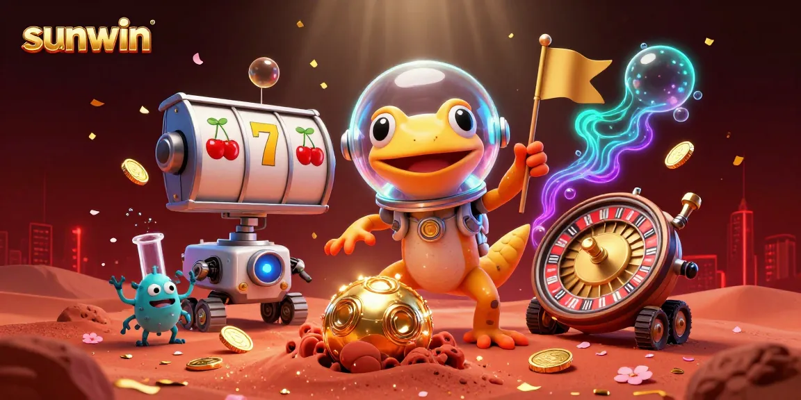 Experience the excitement of sunwin's casino environment, featuring vibrant 3D characters and lively game elements.