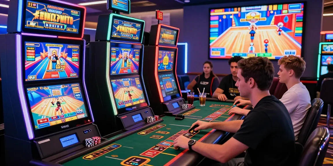 Exciting gaming atmosphere at credit card casinos with players engaging at modern gaming tables.