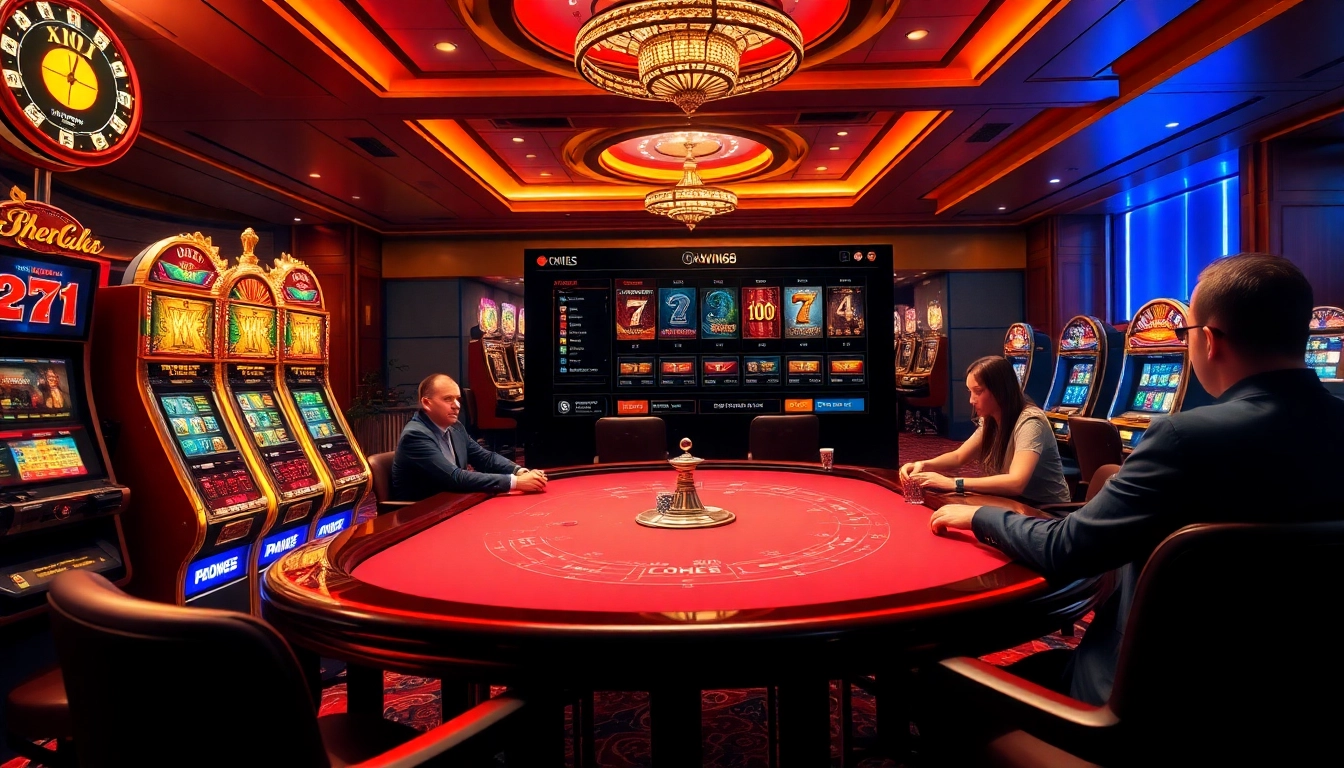 Experience the thrill of online gambling at https://okwin68.net/ with vibrant casino visuals showcasing poker, slots, and roulette.