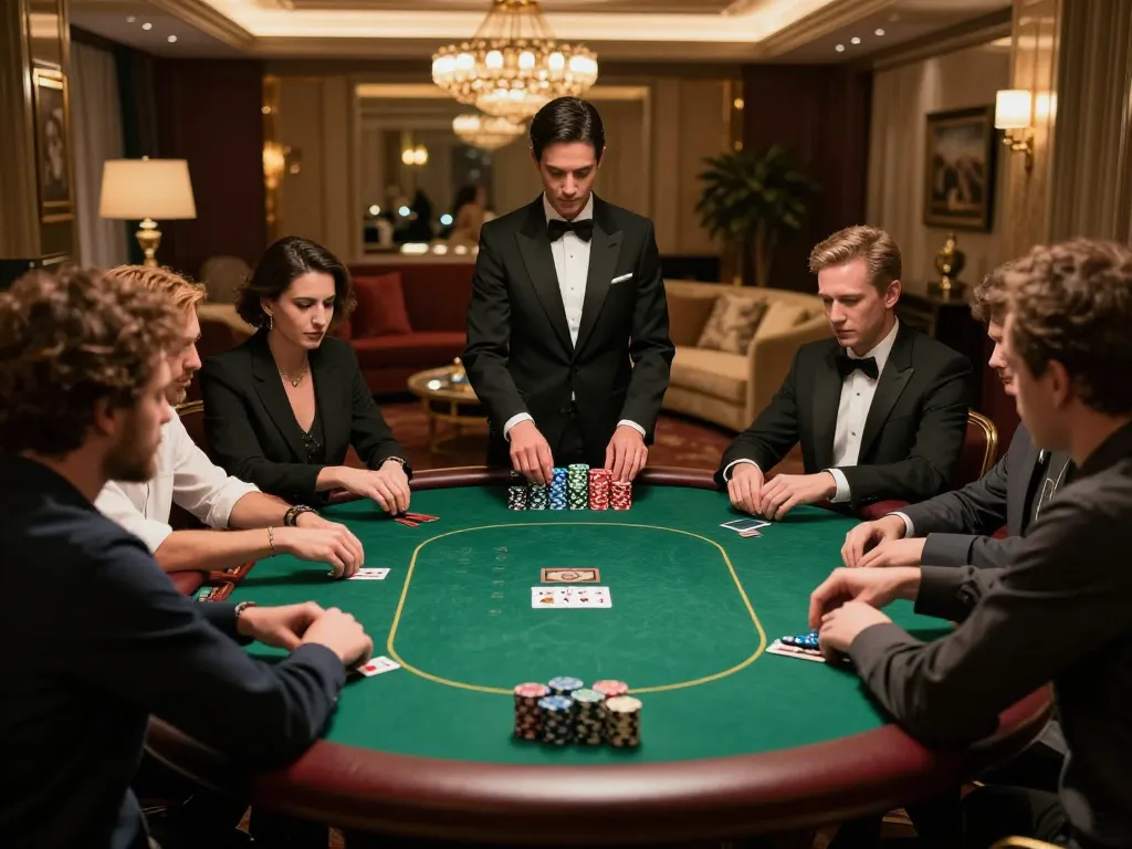 Five88 players engaged in an intense poker game in a luxurious setting