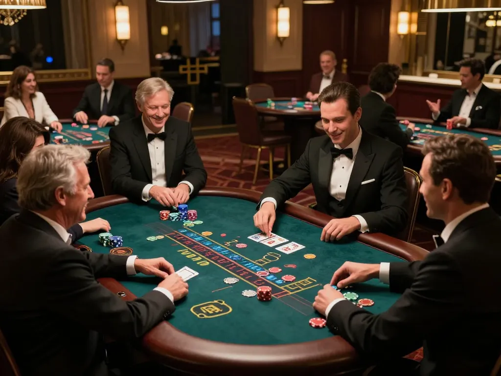 A lively blackjack game at the live casino showcasing players betting on link 88aa, moments of excitement and strategic decisions evident in the atmosphere