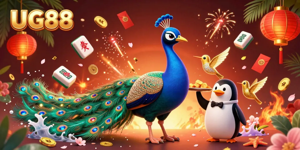 Experience the vibrant energy of UG88 in this rich 3D casino scene filled with festive elements and engaging characters.