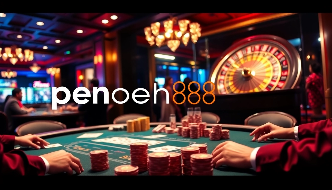 Experience excitement at open88 casino with poker tables and roulette wheels in a luxurious setting.