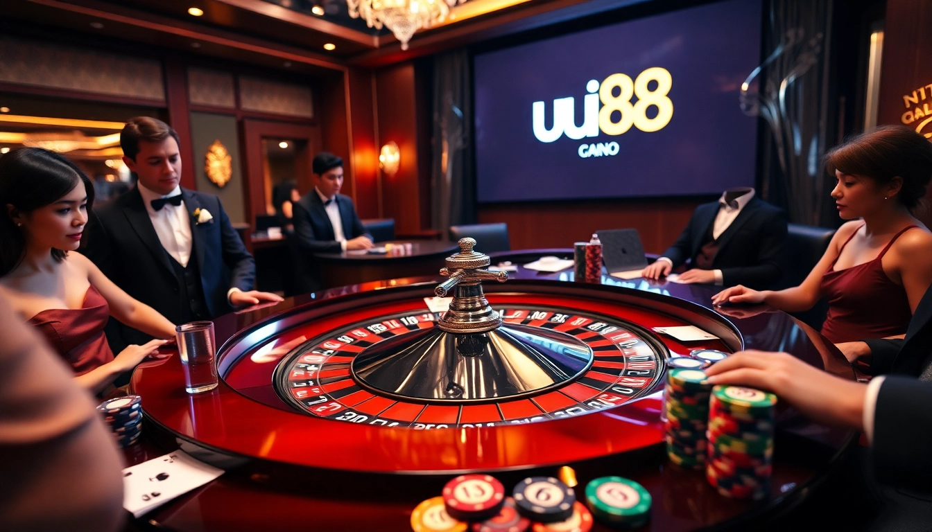 Experience thrilling gaming at uu88 with a vibrant casino atmosphere filled with roulette and poker excitement.