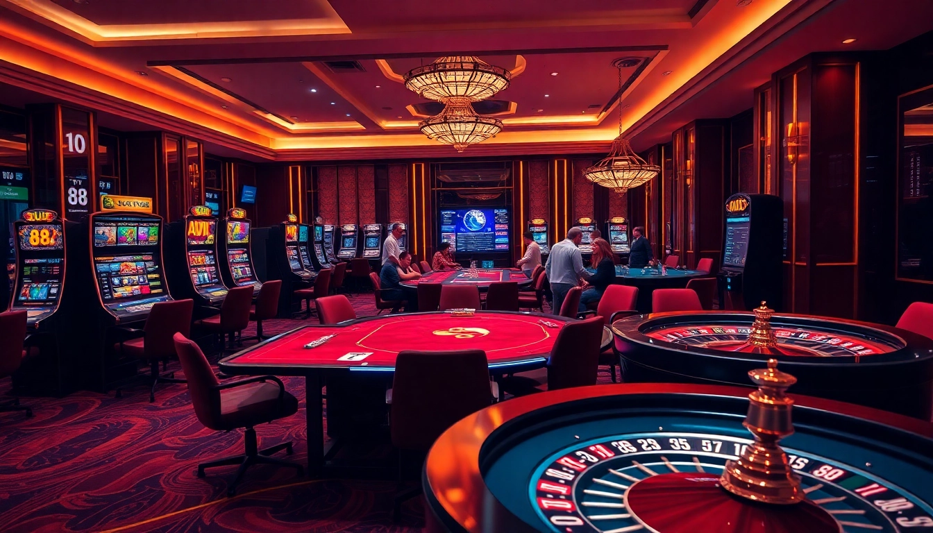 UU 88 showcases an exciting modern casino with poker, roulette, and vibrant gaming action.