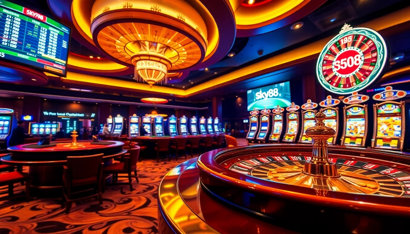 Experience the thrill of Sky88 gaming with exciting tables and vibrant slot machines.