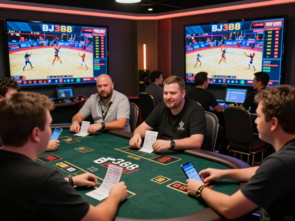 Cockfighting betting on the BJ388 platform with participants engaging in live matches and digital interfaces showcasing exciting odds and strategies
