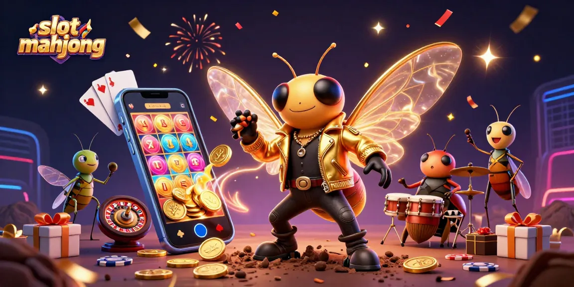 Engage with slot mahjong as a cicada rock star and friends celebrate in a vibrant casino world.