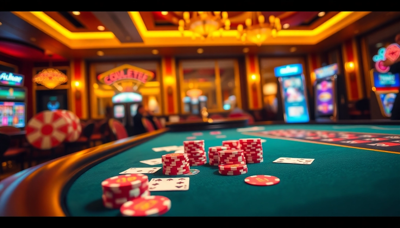 Players enjoying a thrilling moment at a live casino table on https://hello88app.com/ with vibrant cards and chips.