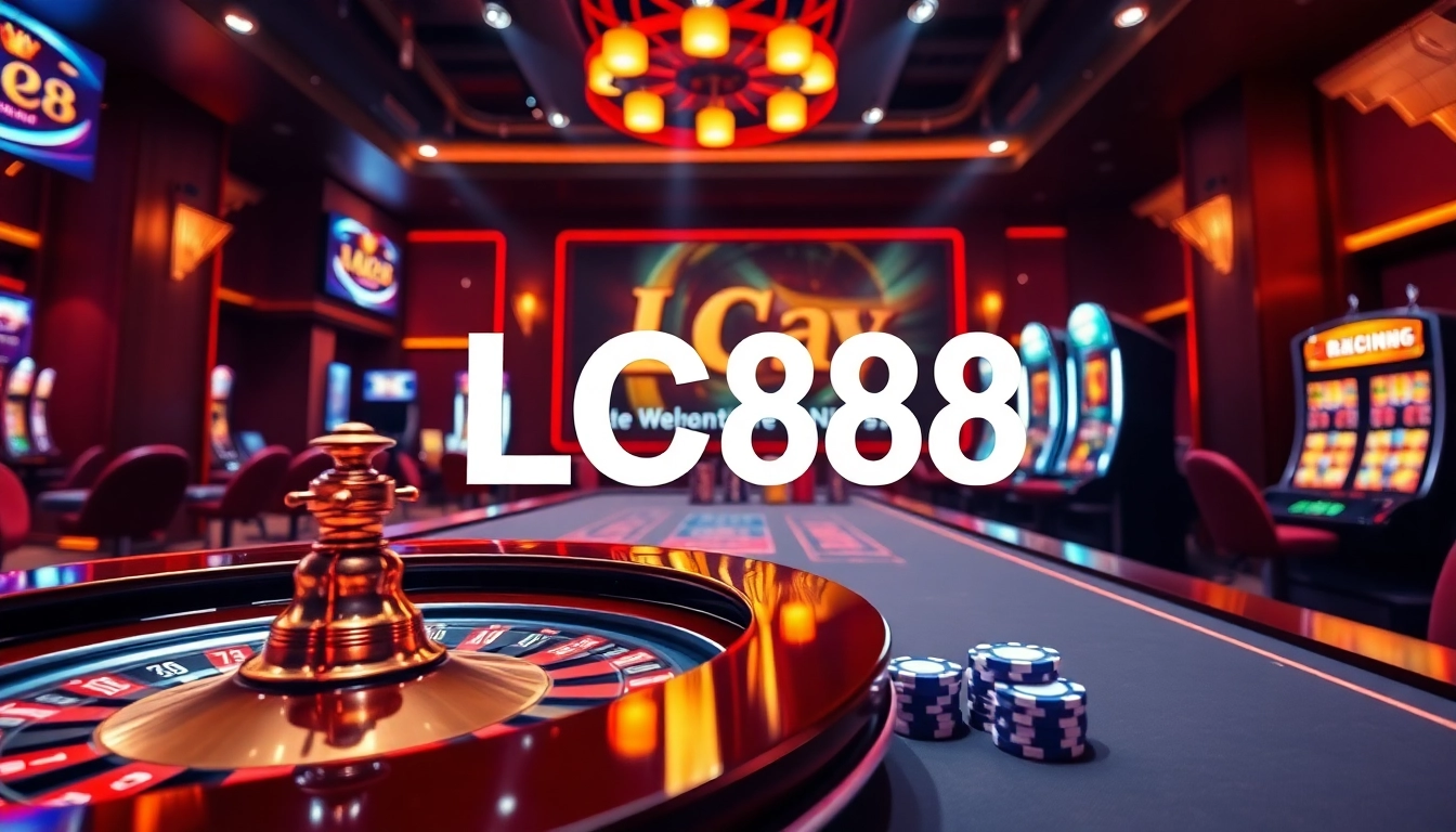 Experience the excitement of LC88 as you play at vibrant casino tables, showcasing thrilling games.