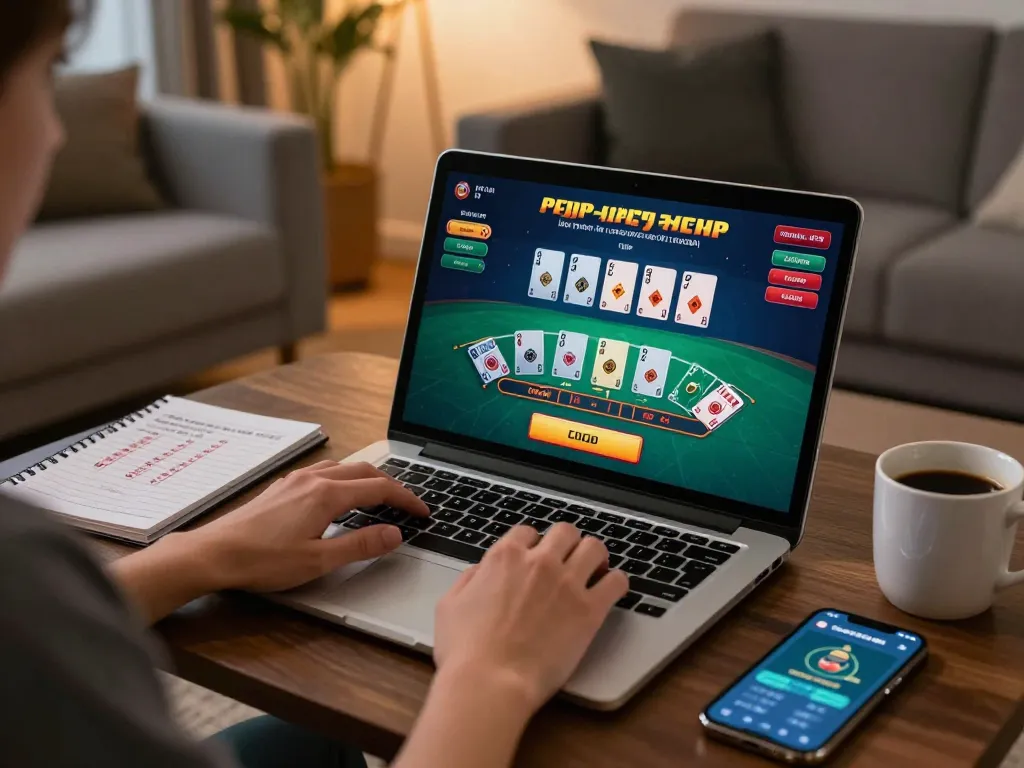 Person enjoying a live casino blackjack game on laptop, embodying the exciting qq88z gaming experience