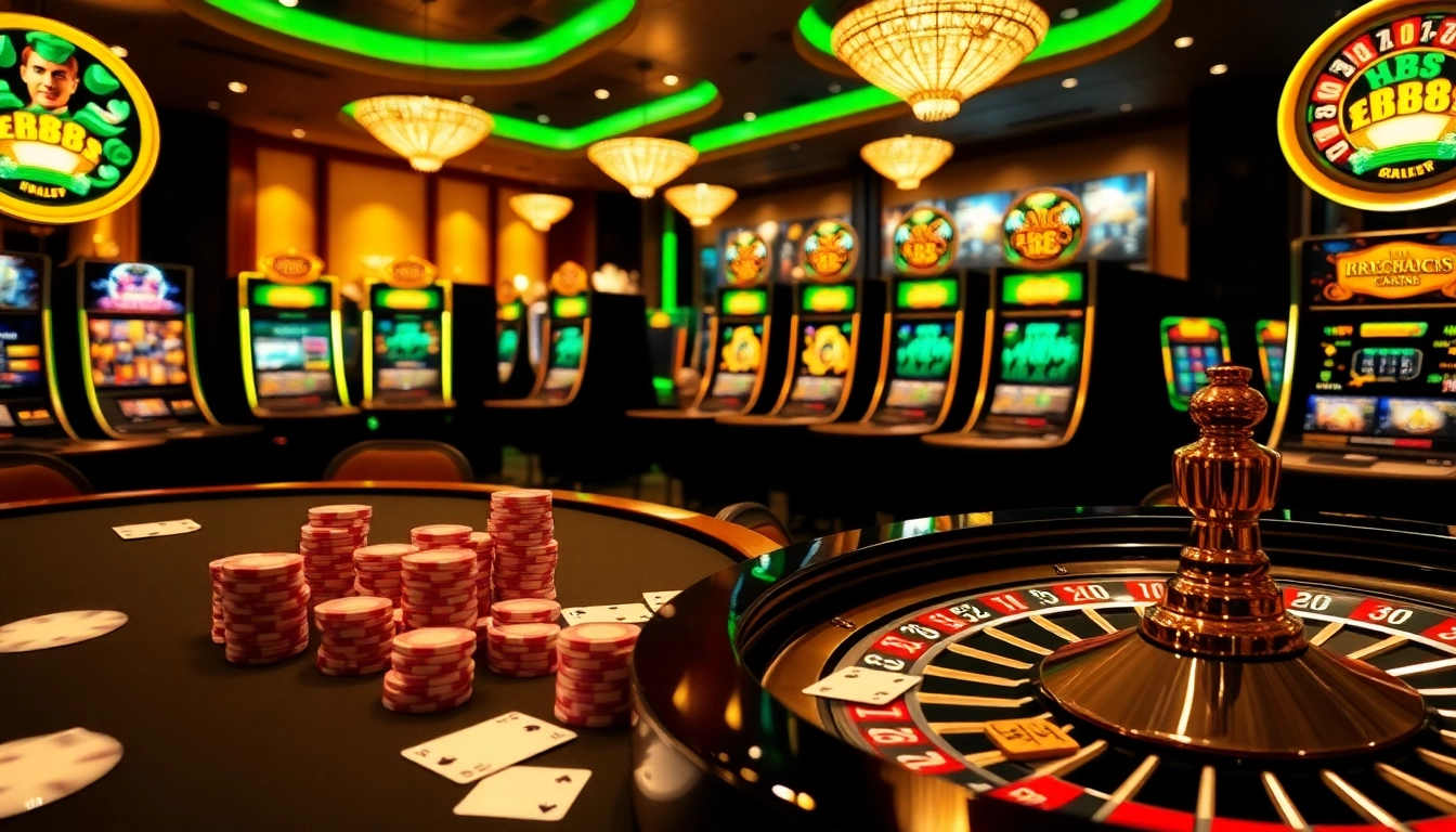 Engaging casino scene featuring HB88 with poker chips and roulette wheel action.