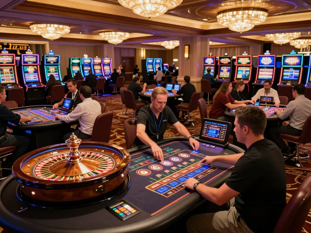 Players enjoying excitement at rr88 casino with spinning roulette wheel and dynamic atmosphere