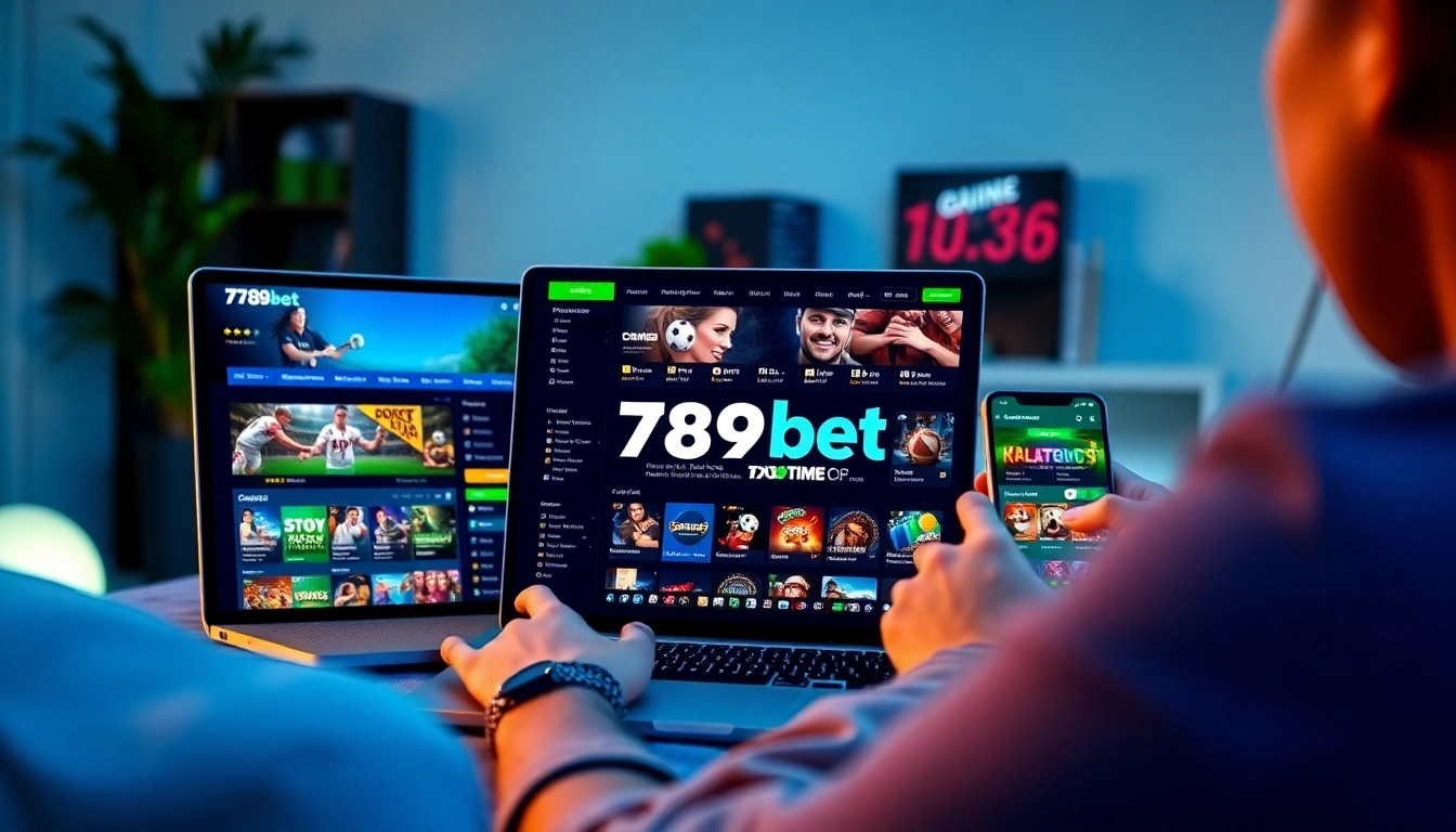 Interactive interface of 789bet on multiple devices, showcasing online betting excitement.