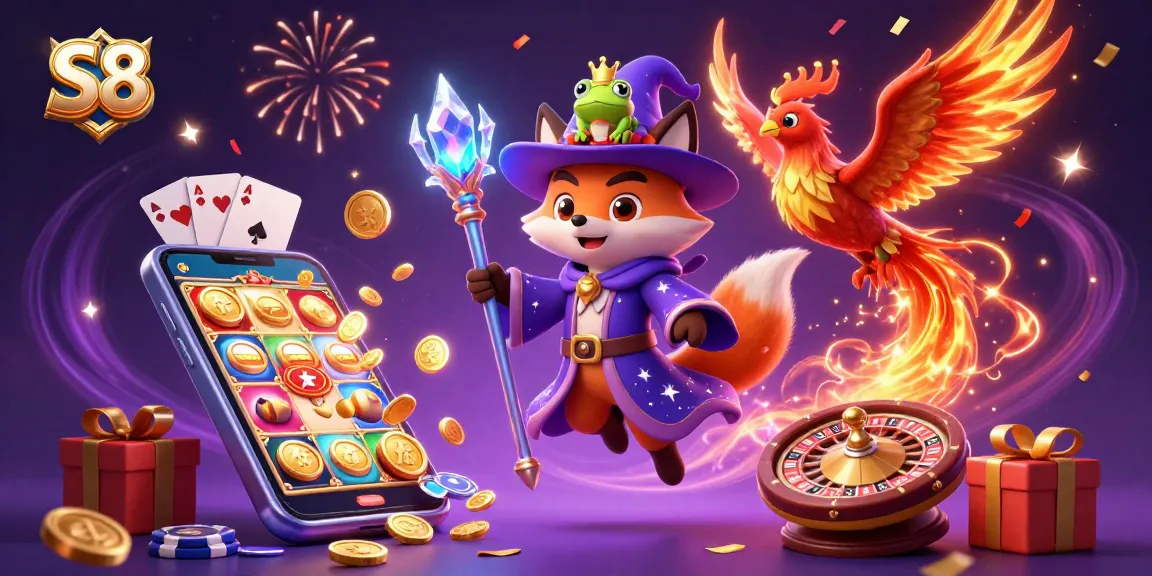 Experience the magic of S8 with a wizard fox and phoenix amidst thrilling gambling elements.