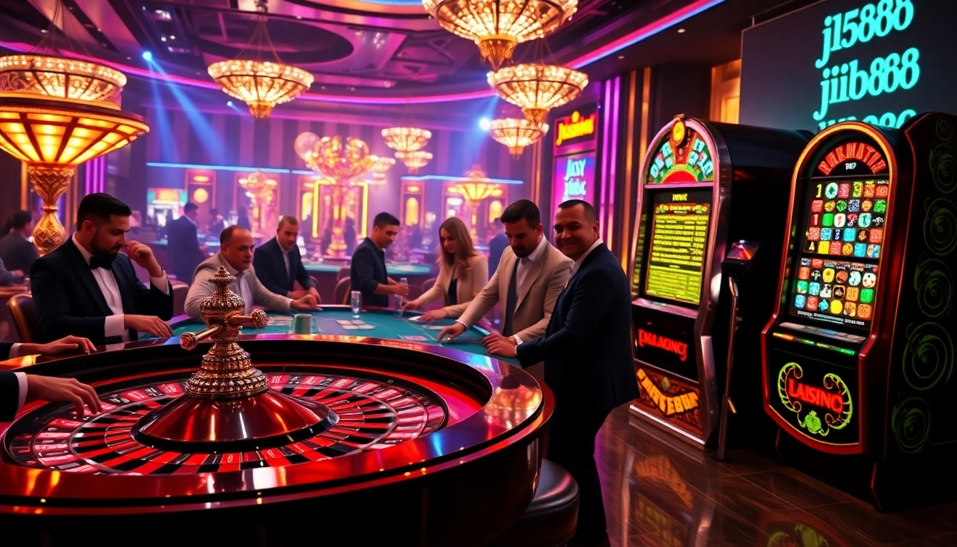 Experience the excitement of jj88 as players engage at a stunning luxury casino table.