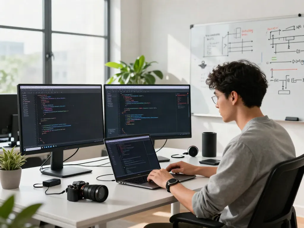 Developer implementing instant indexing solutions in a modern tech workspace.