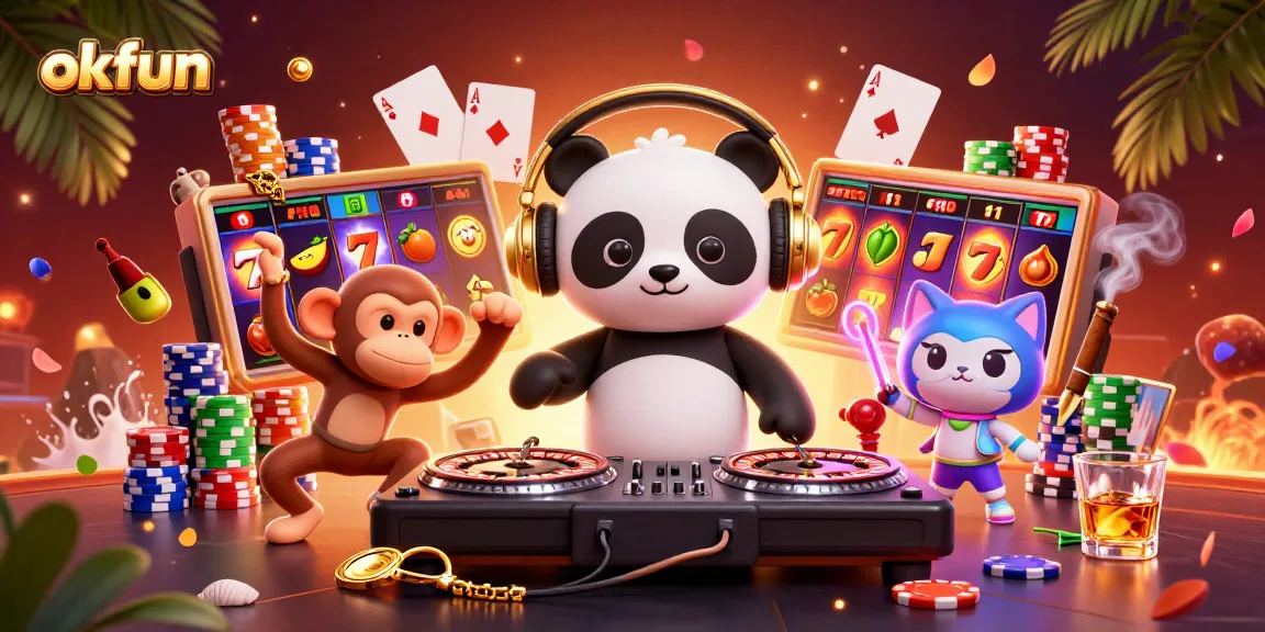 Spin the reels and join the fun at okfun with this vibrant 3D casino illustration.