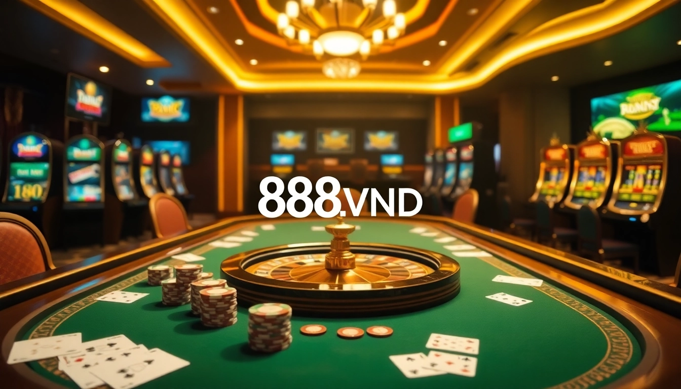 Experience premium gaming action with 888VND at a luxurious casino scene.