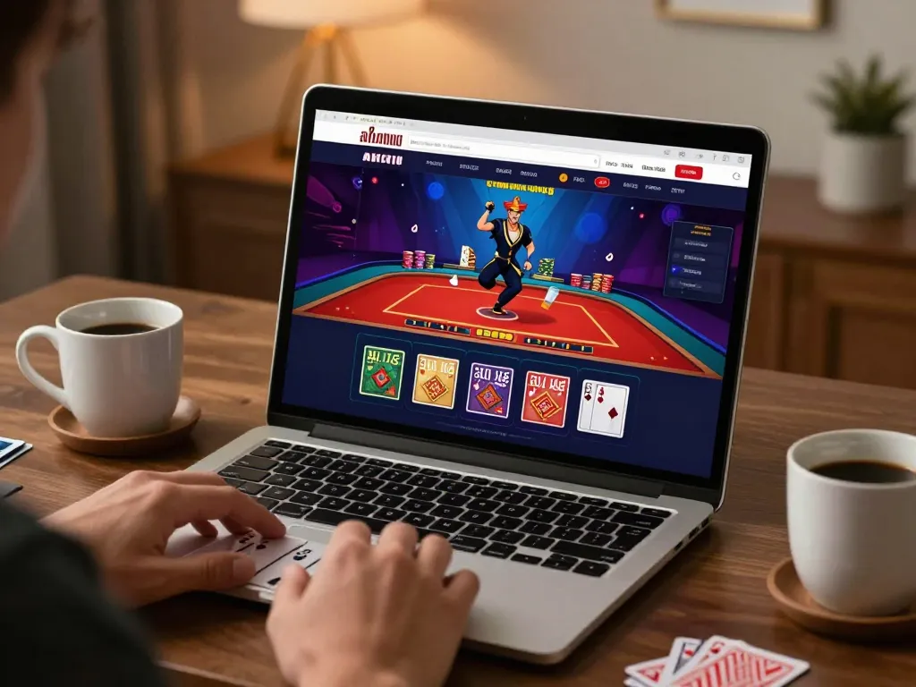 Engaged player on hay88x placing bets in a stylish home office casino setup