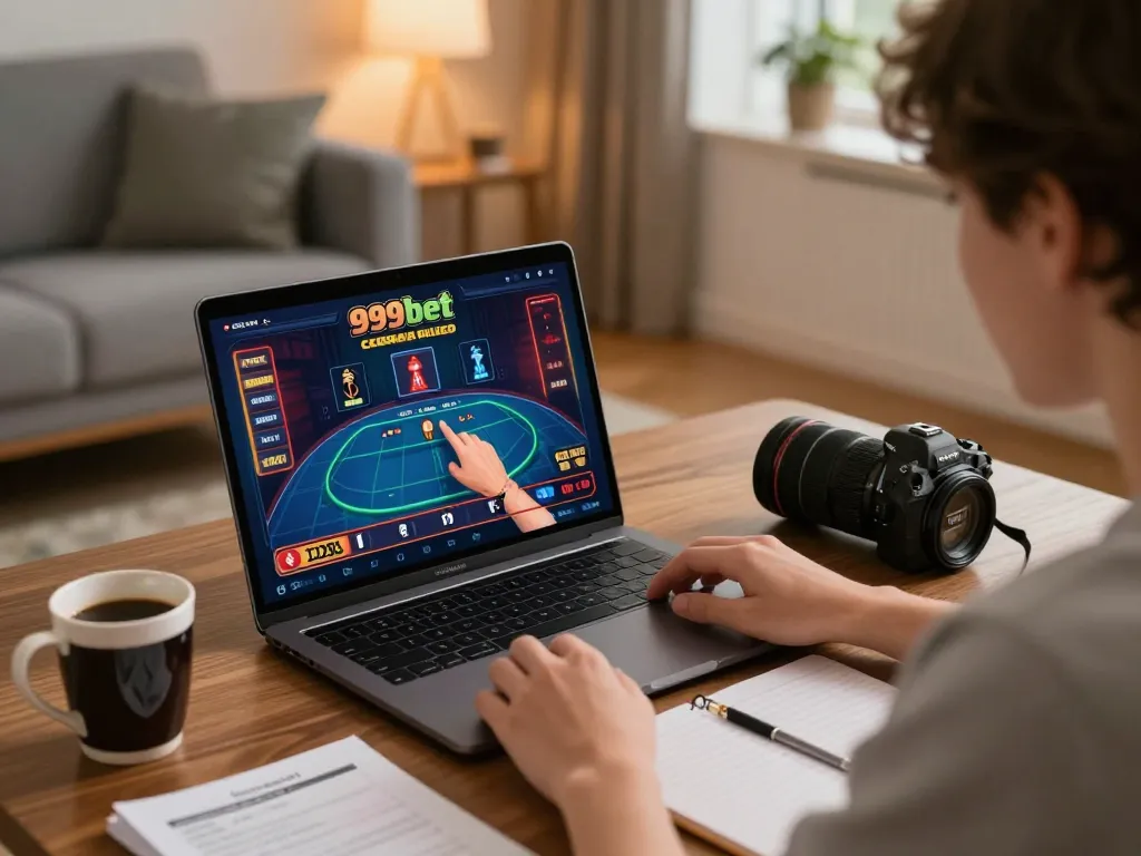 Person actively playing on 999bet app, showcasing engaging online gaming atmosphere
