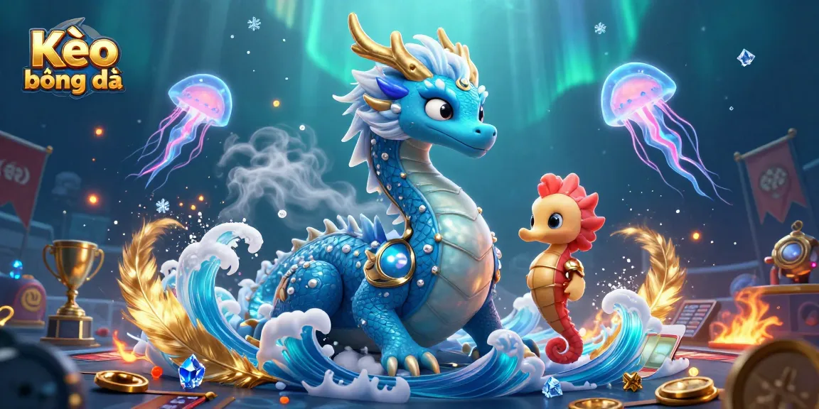 Experience Kèo bóng đá with thrilling action in a hyper-detailed fantasy sports betting illustration.