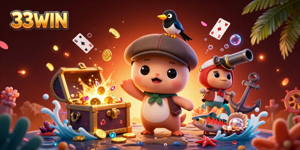 Engage with the thrilling 33WIN casino experience through vibrant characters and dynamic gaming elements.