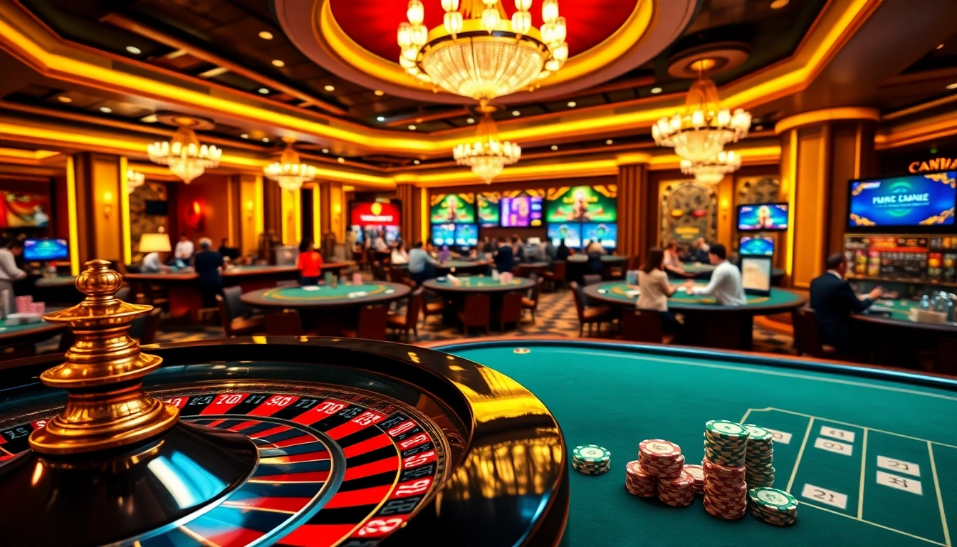 Exciting gameplay at trang chủ 8kbet with roulette wheel and poker chips.