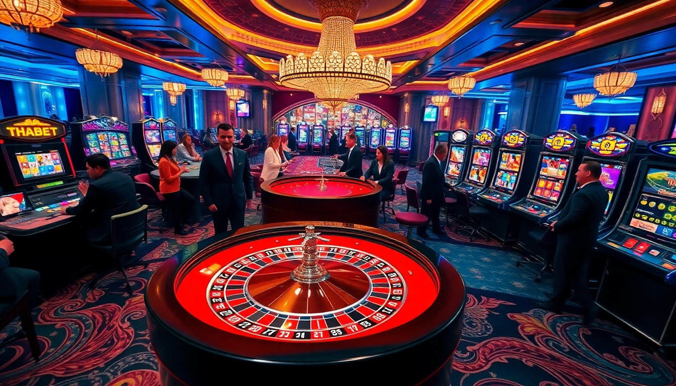 Engaging players at THABET casino enjoying roulette and slot games.