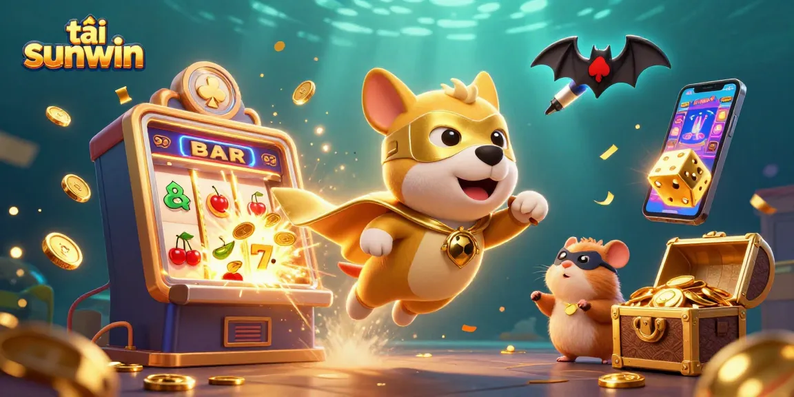 Engage with tải sunwin through a vibrant, action-packed casino adventure illustration featuring thrilling game elements.