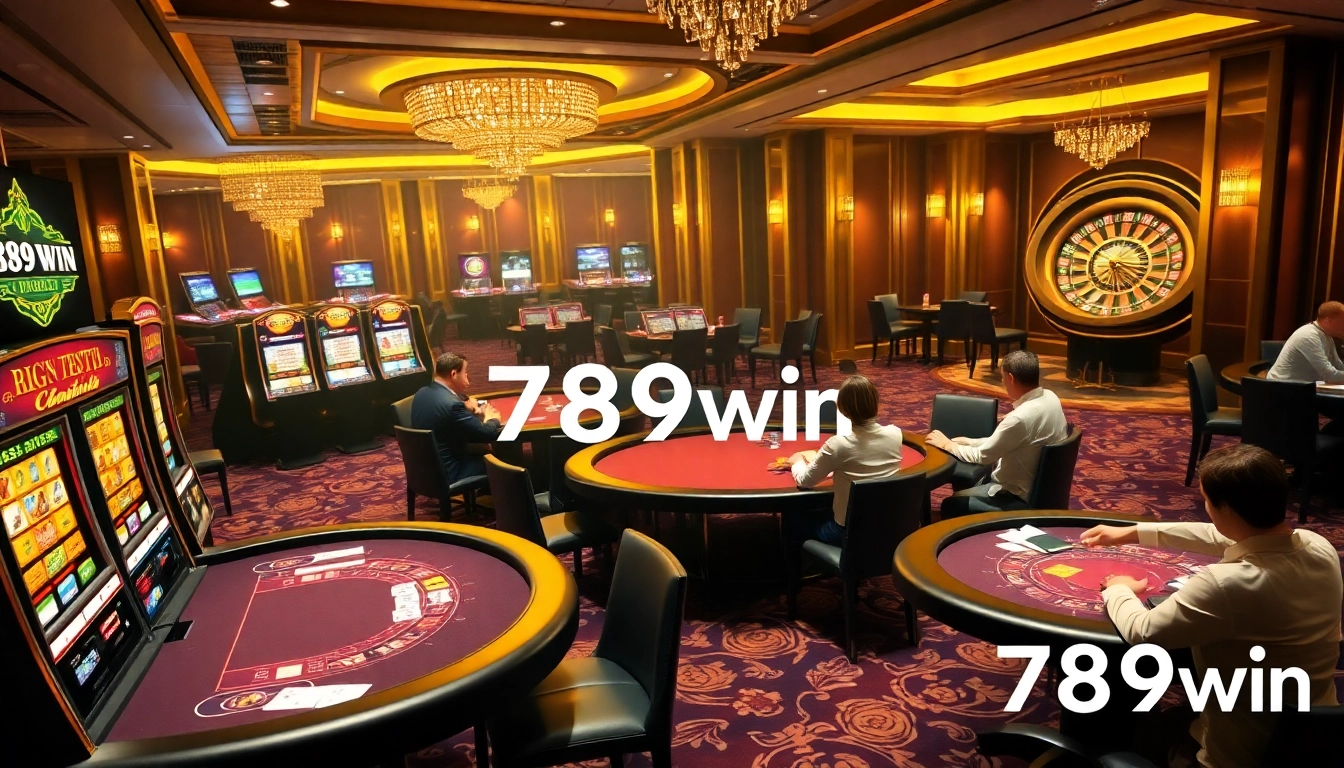 A thrilling poker game at 789win casino, showcasing players, chips, and excitement.