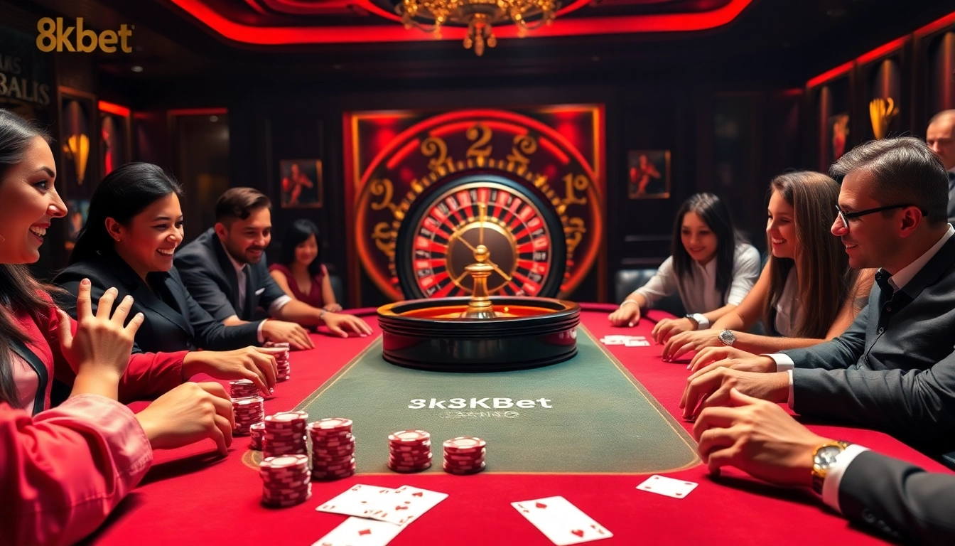Experience the thrill of high-stakes poker at 8kbet with vibrant colors and luxury ambiance.