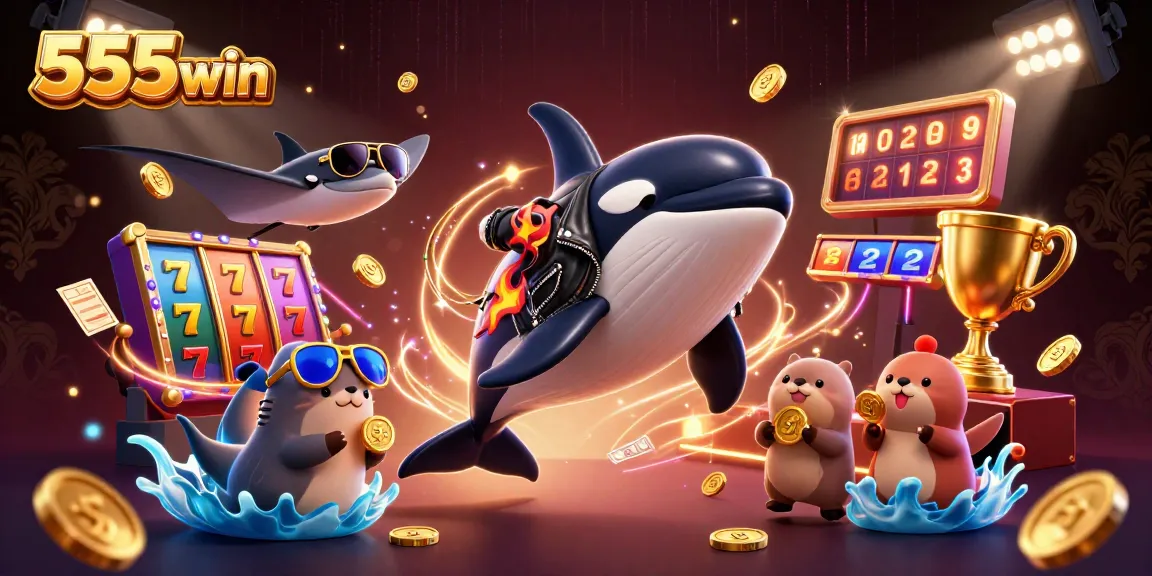 Experience thrilling action at 555win with captivating slots and charming characters enjoying a magical casino atmosphere.